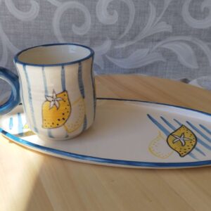 Taza mug azahar azul de cerámica artesanal